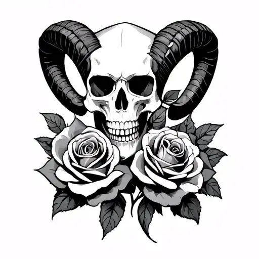 Aries Skull Roses