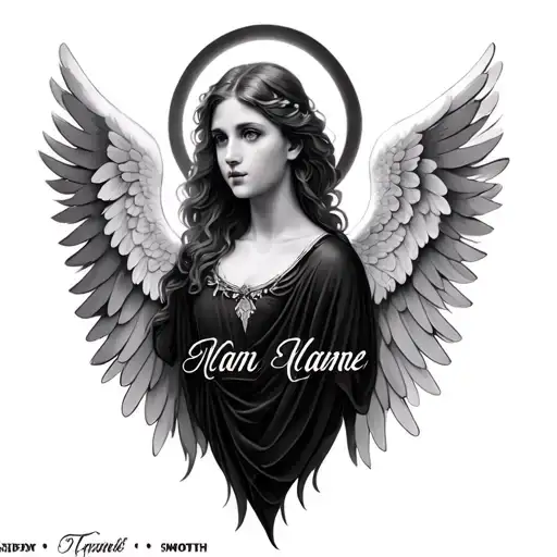 Angel Wings With 3D Halo With Name