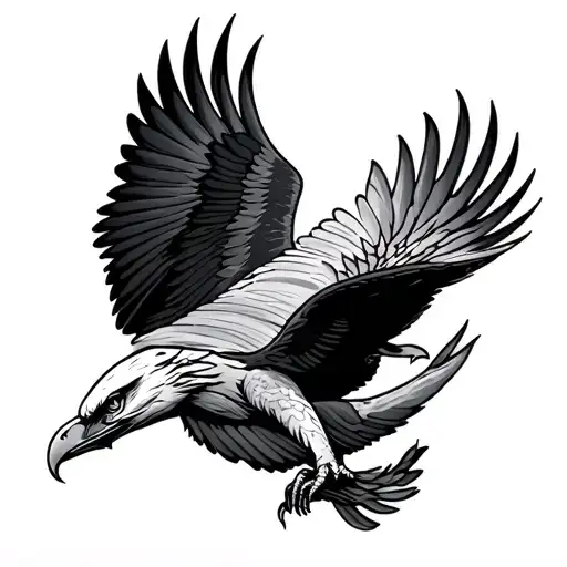 Eagle Inside Of Tattoo With Whale Tail Wrapped
