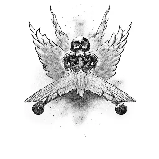 Icarus Free Falling With Outstretched Wings Back