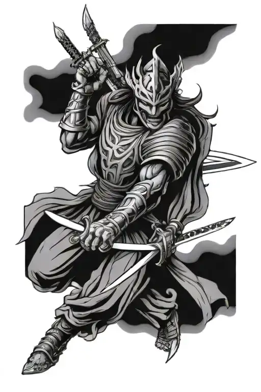 Susanoo Face With Katana Sword Y Fuego De Fondo