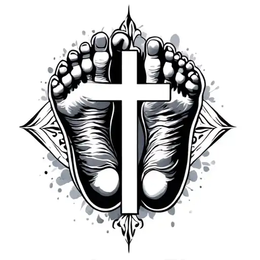 Cross With Baby Foot Print