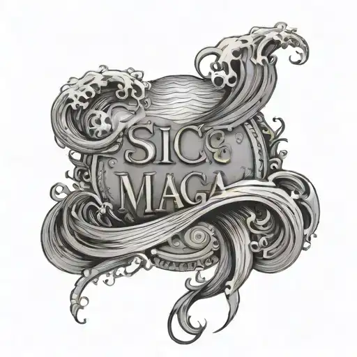 Sic Parvis Magna Writing With Waves Crashing In The Background