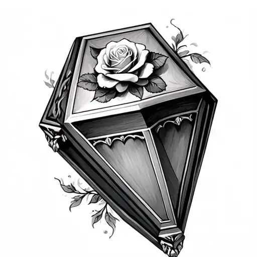 Coffin With A Rose On Top