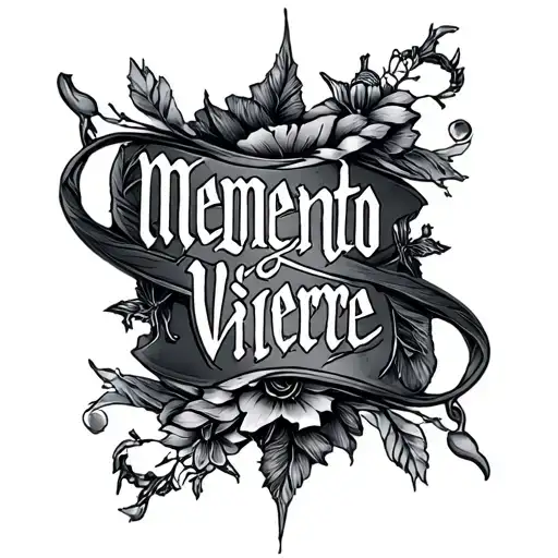 Words Memento Vivere Gothic Style