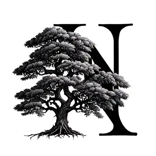 Juniper Tree With The Initial N As The Roots