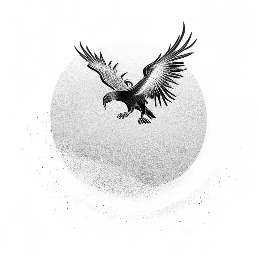 A Phoenix Silhouette Flying Over A Beach Landscape