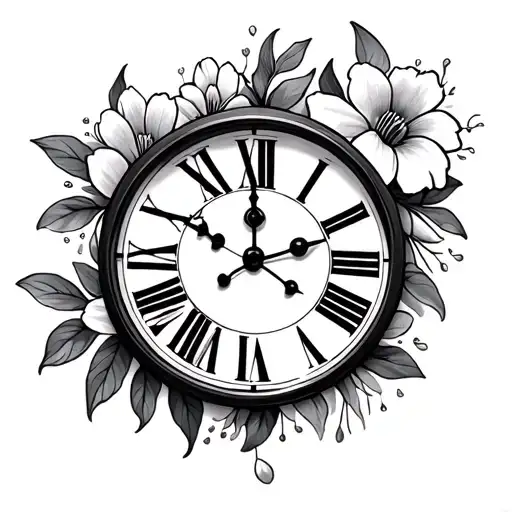 Clock Face With Flowers
