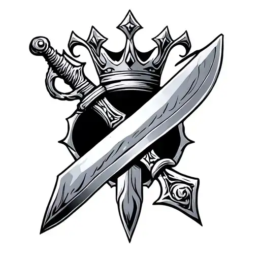 Traditional Sword With 3 Crowns Down The Blade Simple