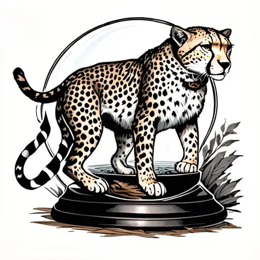 Traditional Cheetah Climbing On Hourglass
