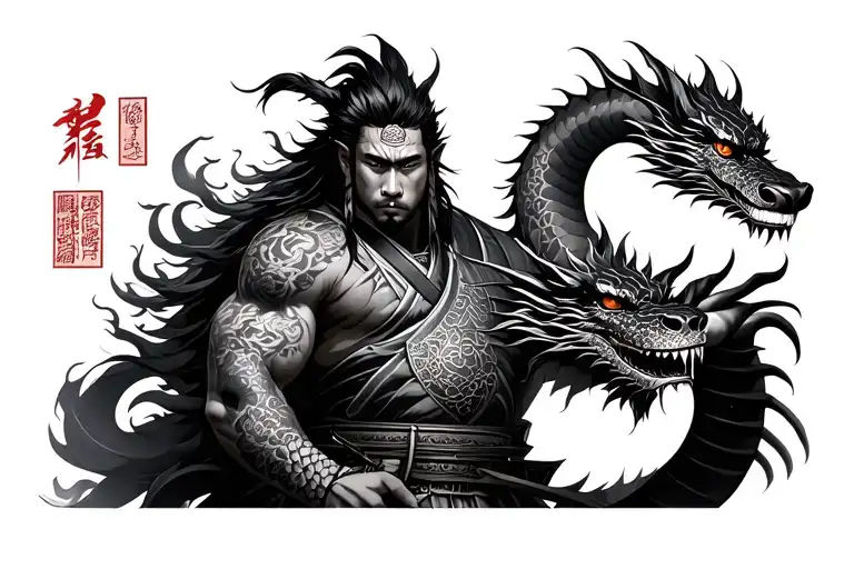 Japanese Warrior With Dragon