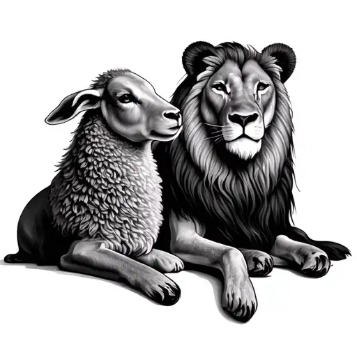 Lion And Lamb Laying