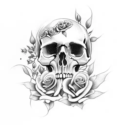 Skull With Roses And Filligree