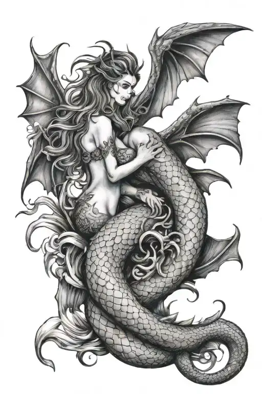 Dragon And Mermaid In Love