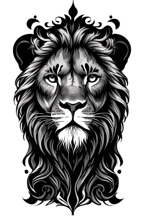 Leo Tatoo Design Incorporating Elements Intertwined