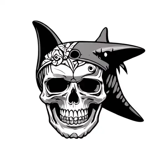 Polynesian Style With Skull And Shark