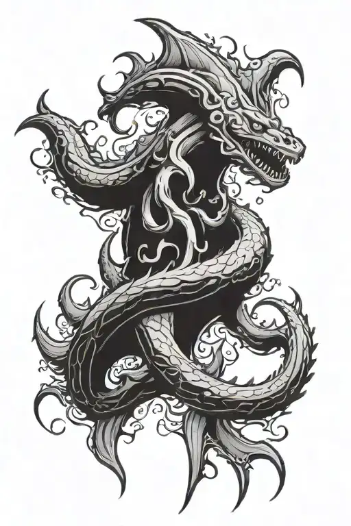 Kraken Surrounded By Sharks Swimming