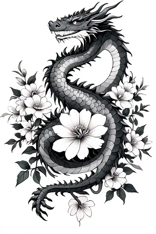 Dragon With April Birthflowers