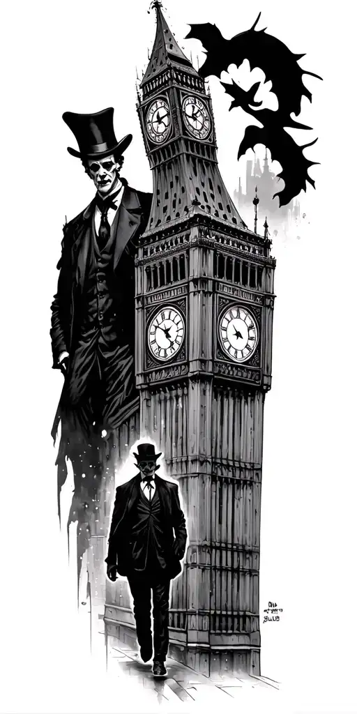 Jekyll And Hyde Big Ben Jack The Ripper Walking Down City