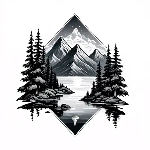 Romb Inside With The Mountains On The Left And The Forest On The Right