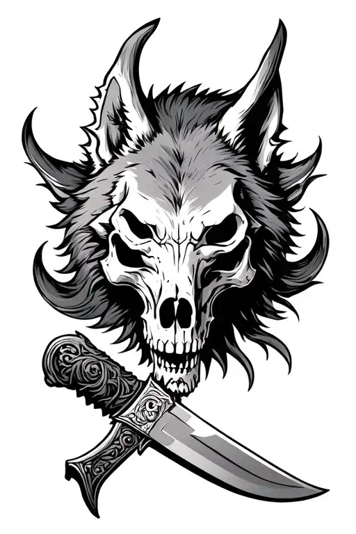 Wolf Skull And Knife
