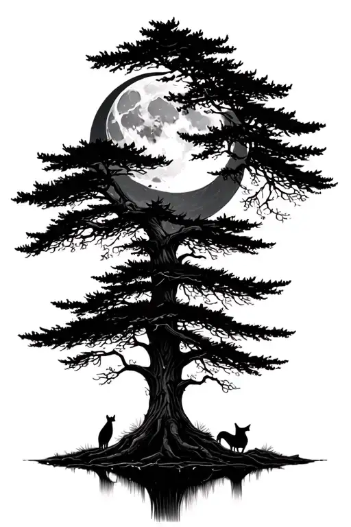 Forest Tree Animals Moon