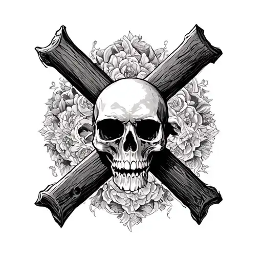 Upsidedown Cross With A Skull