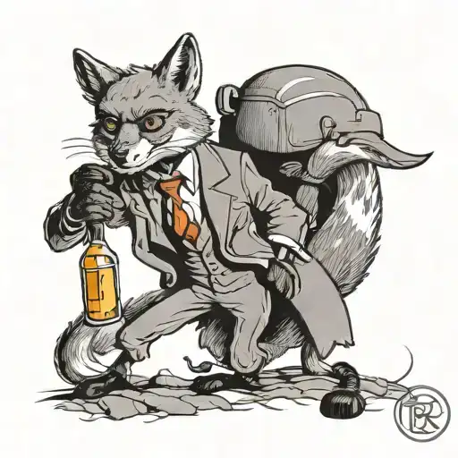Fantastic Mr Fox Holding Molotov Cocktail Silhouette
