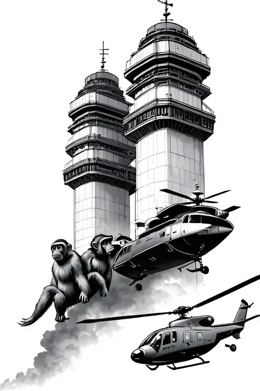 Twin Tower Plus Monkey Plus Helicopter