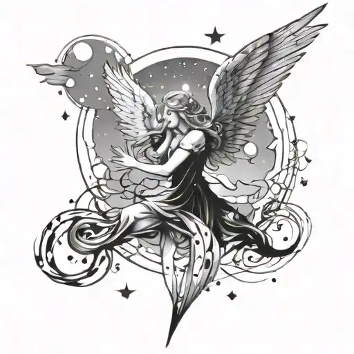 Angel Star Night Sky Filled With Constellations