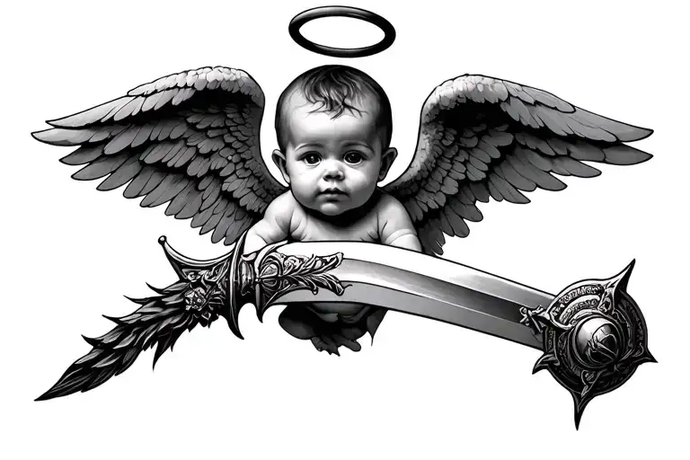 Baby Angel With A Mighty Sword And A Halo And Then Lots Of Crazy Things