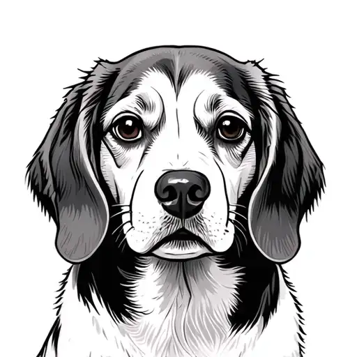 Dog Beagle Face Front View