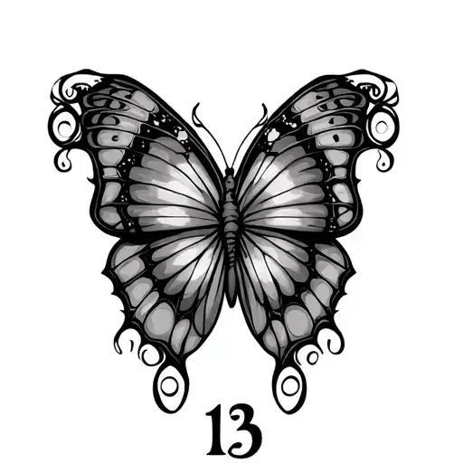 The Number 13 With The Three As A Butterfly Wing