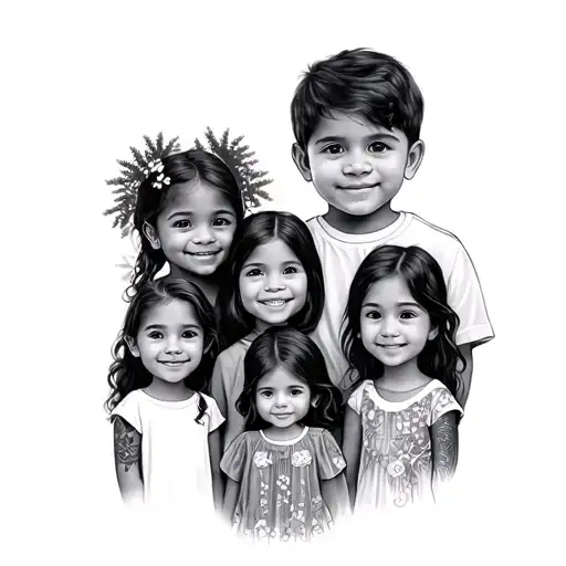 Familia De 5 2 Girl 1 Boy And 2 Parents With Forest Bakground