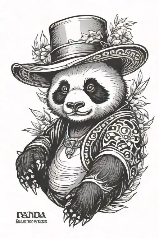 Panda With A Rice Hat