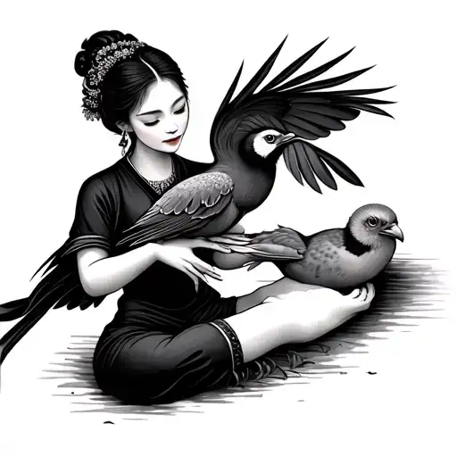 Vietnamese Woman Giving A Kiwi Bird A Massage