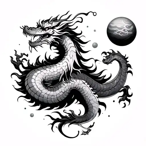 Chinese Dragon And Planets