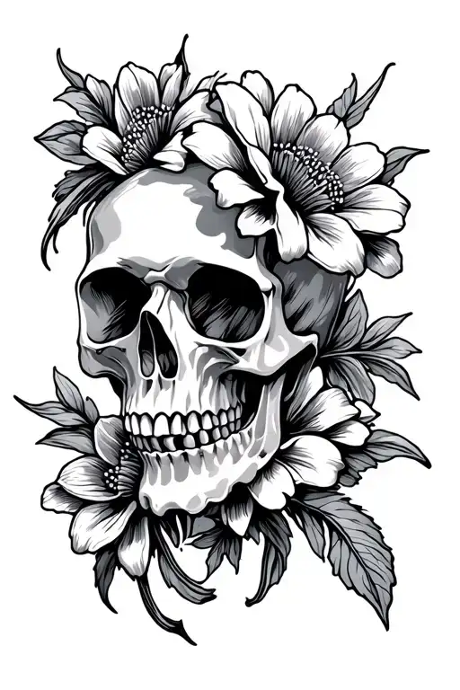 Skull Flowers Symbolizing