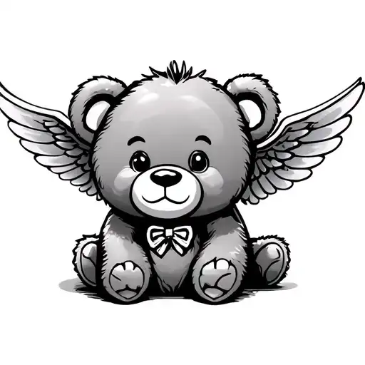 Cute Teddy Bear With Wings