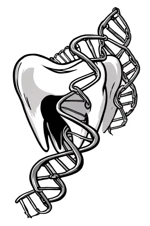 Tooth With Dna Chain Instead Of Tooth Root