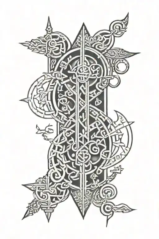 Norse Runes And Symbols Leg Sleeve