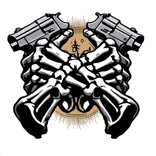 Skeleton Hands Guns Crossed