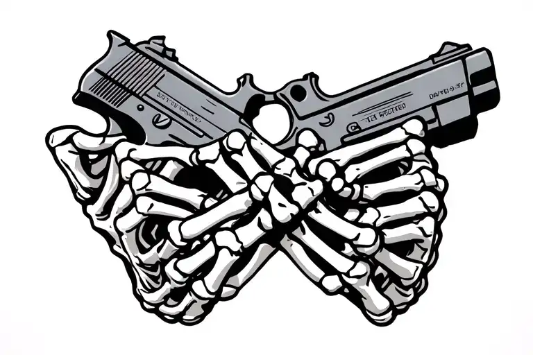 Skeleton Hands Guns Crossed
