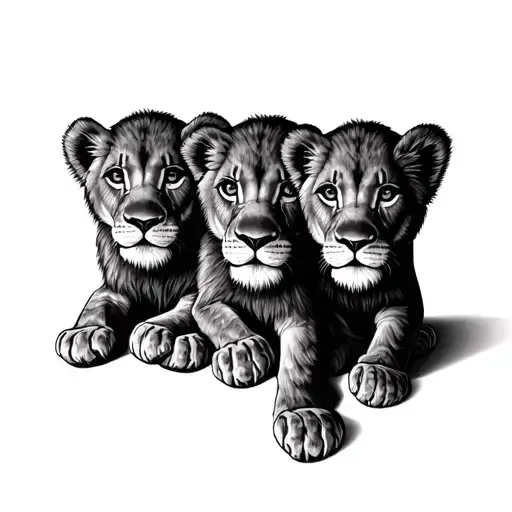3 Lion Cubs Tattoo That Says