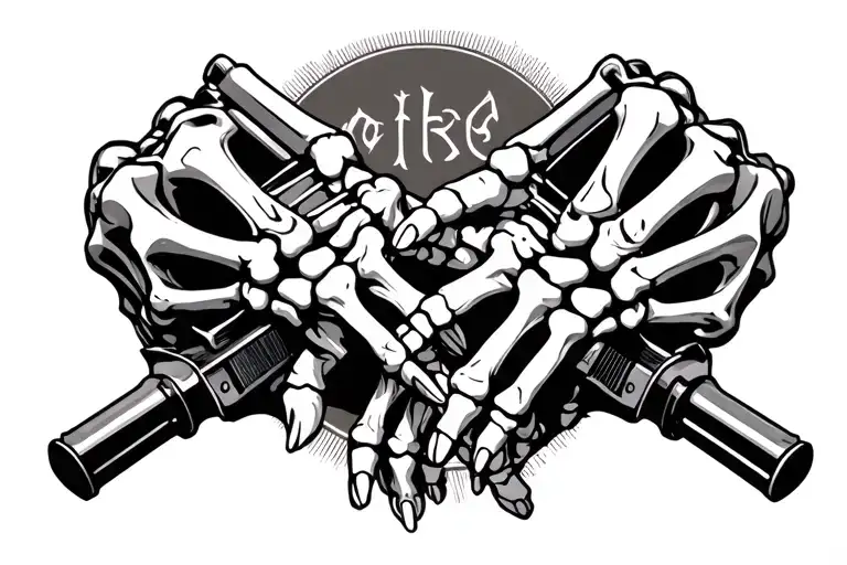 Skeleton Hands Guns Crossed Realism