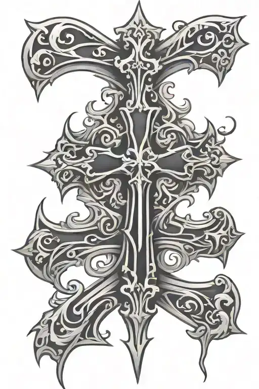 Goth Cross With Hearts