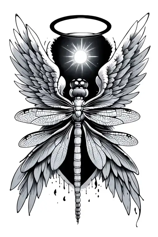 Dragonfly With Angel Wings And Halo Made