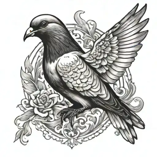 A Pigeon Descending With Fire