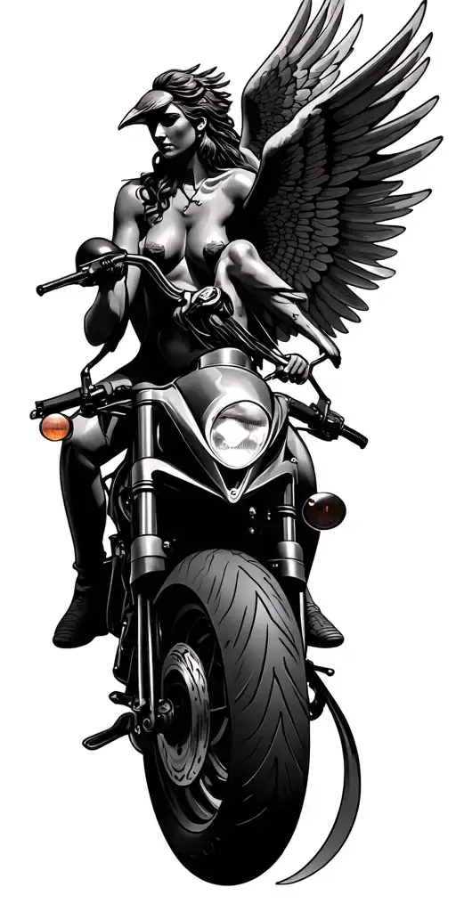 The Combination Of Sculptures Motorcycle Angels' Birds And Symbols