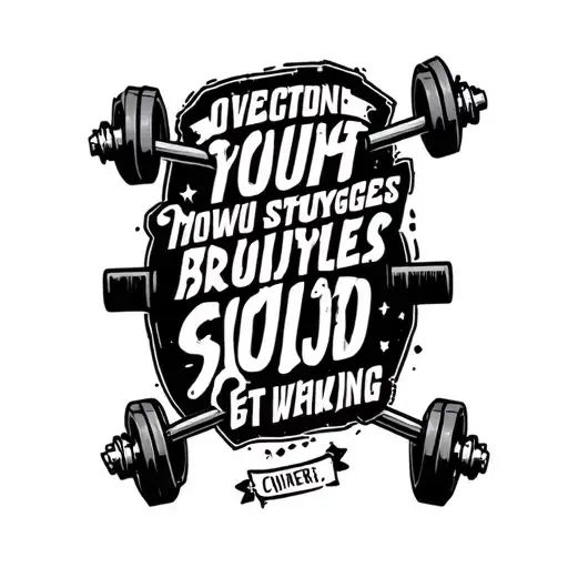 A Motivational Quote About Overcoming Struggles Surrounded By Images Of Weights And Barbells
